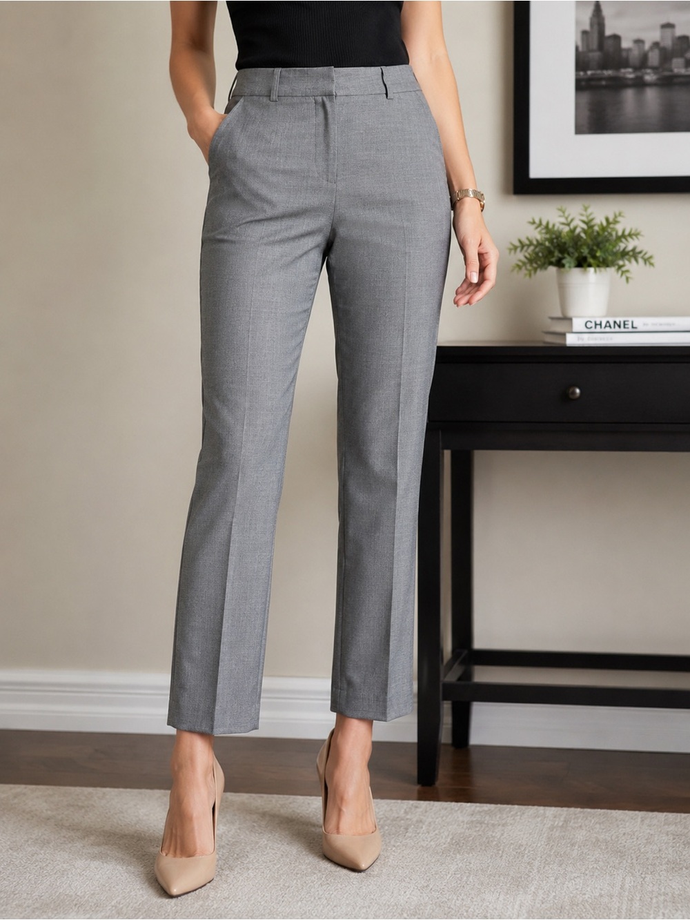 J.Crew Maddie Wool Blend Gray Dress Pants Women’s Size 8 Slim Ankle Stretch NWT